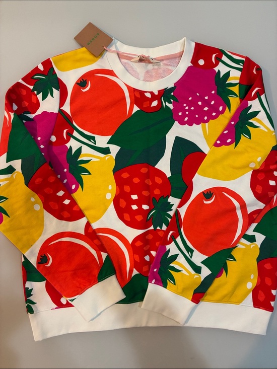 Boden Tops - NWT Fruit Print Crewneck cotton Sweatshirt/top Boden colors pop!